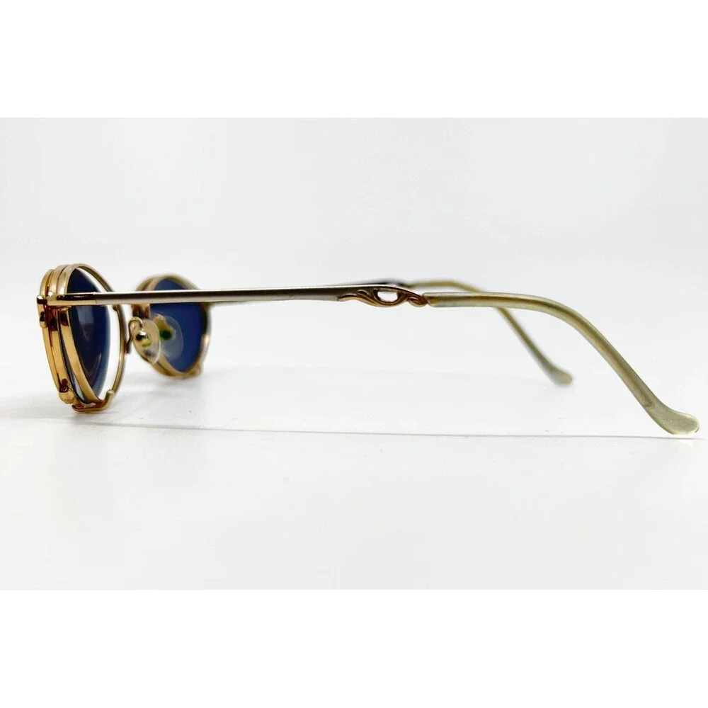 Monet Sunglasses Womens Gold Blue Oval Clip On MT-82 PLT Marine OS